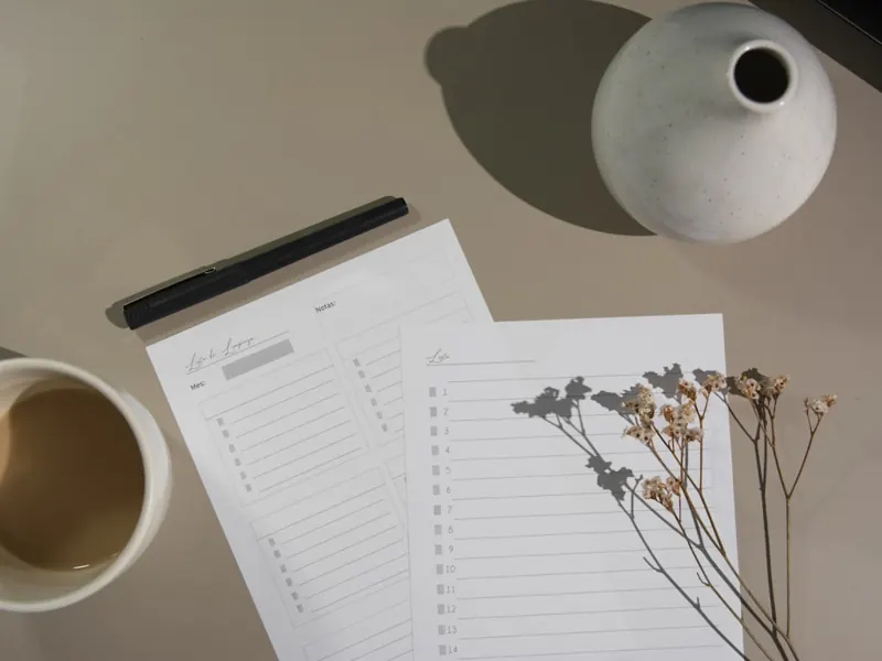 Person mapping out a 90-day career transition plan with sticky notes